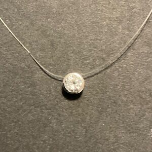 14k  White Gold Invisible Floating Diamond Necklace